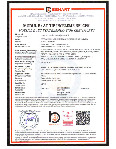 Personel Yükseltici Platform(Elektrikli Makaslı)ME312